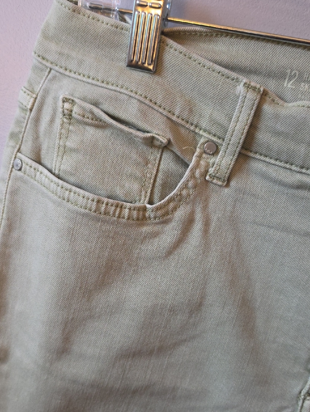 a.n.a Sage Green Skinny Ankle Jeans with Button-Fly - Picture 2 of 5